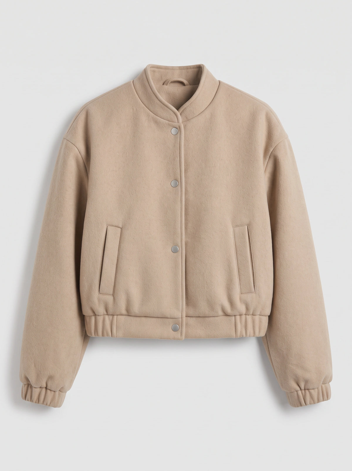Riblast Cropped Bomber Jacket – Women Oversized Stand Collar Casual Streetwear Aviator Flight Jacket