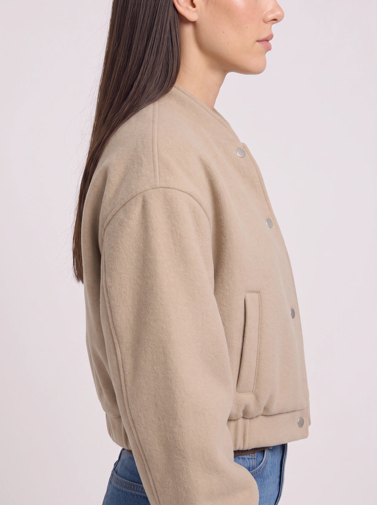 Riblast Cropped Bomber Jacket – Women Oversized Stand Collar Casual Streetwear Aviator Flight Jacket