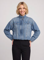Tributté Stand Collar Denim Jacket – Cropped Jean Jacket Women Oversized Casual Autumn Ladies Crop