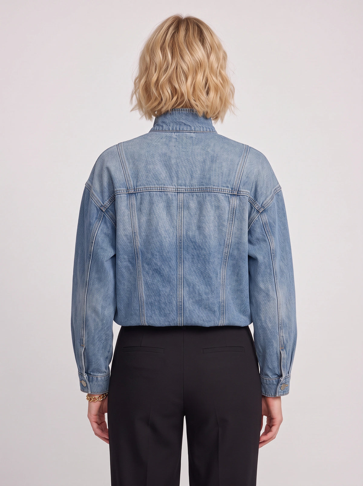Tributté Stand Collar Denim Jacket – Cropped Jean Jacket Women Oversized Casual Autumn Ladies Crop