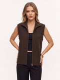 Ribnelle Ribbed Zip Front Gilet – Sleeveless Knitted Vest Women Autumn Layering Casual Oversized Gilet