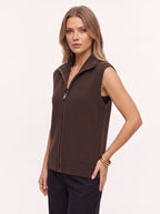 Ribnelle Ribbed Zip Front Gilet – Sleeveless Knitted Vest Women Autumn Layering Casual Oversized Gilet