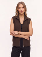 Ribnelle Ribbed Zip Front Gilet – Sleeveless Knitted Vest Women Autumn Layering Casual Oversized Gilet