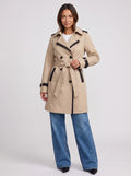 Trimessa Double-Breasted Belted Trench Coat – Women Classic Tailored Longline Autumn Winter Trench Coat