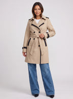 Trimessa Double-Breasted Belted Trench Coat – Women Classic Tailored Longline Autumn Winter Trench Coat