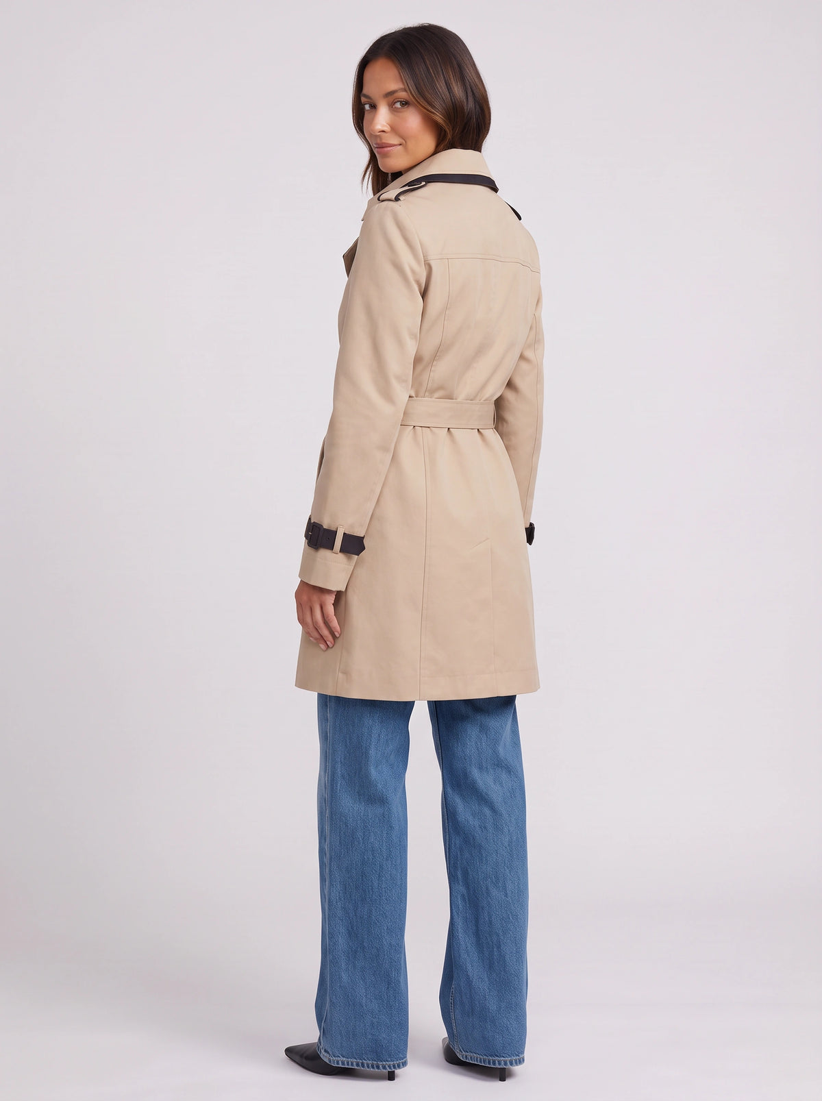 Trimessa Double-Breasted Belted Trench Coat – Women Classic Tailored Longline Autumn Winter Trench Coat