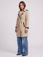 Trimessa Double-Breasted Belted Trench Coat – Women Classic Tailored Longline Autumn Winter Trench Coat