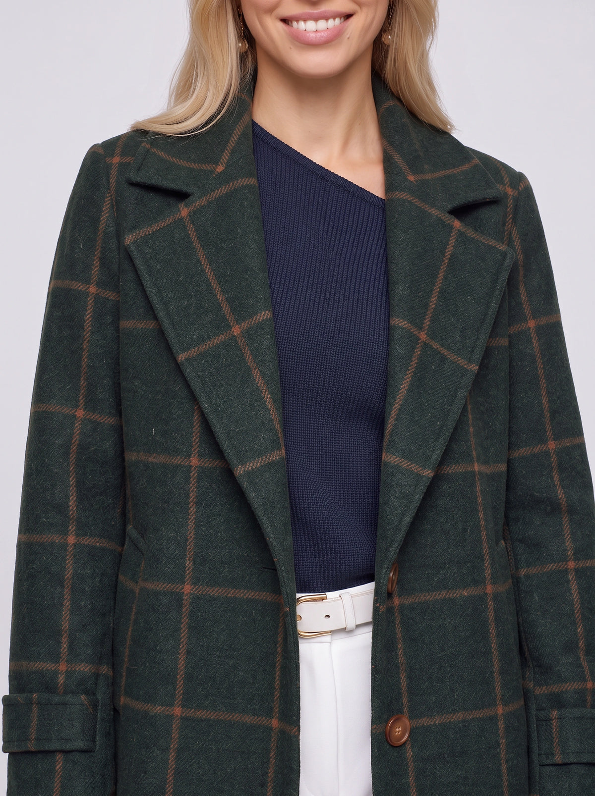 Winpara Windowpane Longline Coat – Checked Jacket Womens Oversized Tailored Office Winter Longline Coat