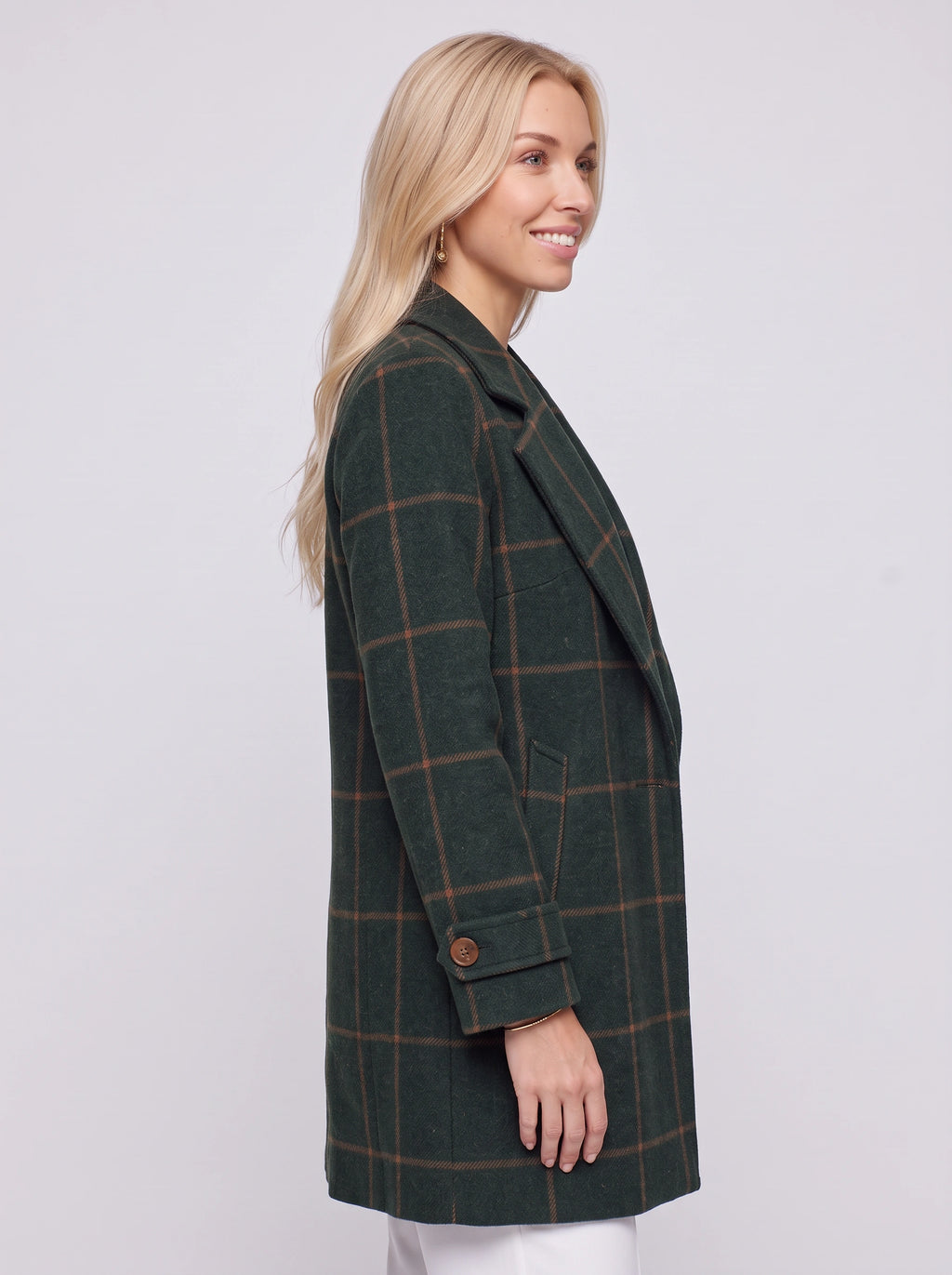 Winpara Windowpane Longline Coat – Checked Jacket Womens Oversized Tailored Office Winter Longline Coat