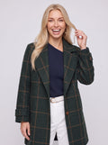 Winpara Windowpane Longline Coat – Checked Jacket Womens Oversized Tailored Office Winter Longline Coat