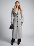 Elonté Single-Breasted Maxi Coat – Women Tailored Longline Wool Blend Winter Office Formal Outerwear