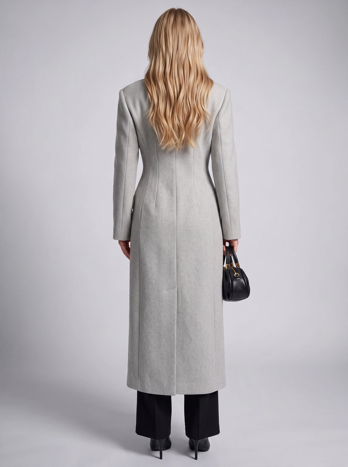 Elonté Single-Breasted Maxi Coat – Women Tailored Longline Wool Blend Winter Office Formal Outerwear