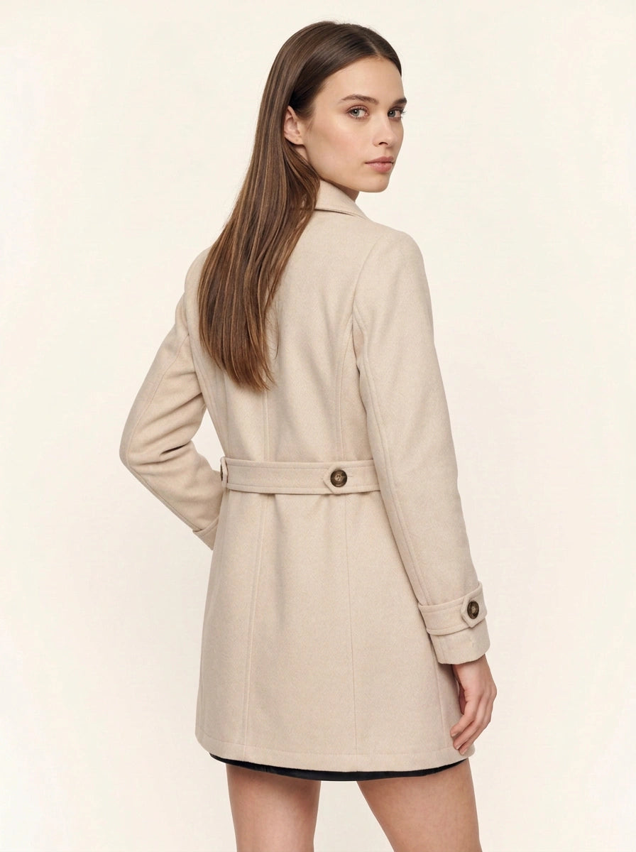 Tabaire Mid-Length Trench Coat – Tailored Button Front Women Lightweight Jacket Fall Autumn