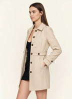 Tabaire Mid-Length Trench Coat – Tailored Button Front Women Lightweight Jacket Fall Autumn