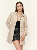 Tabaire Mid-Length Trench Coat – Tailored Button Front Women Lightweight Jacket Fall Autumn