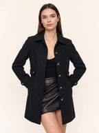 Tabaire Mid-Length Trench Coat – Tailored Button Front Women Lightweight Jacket Fall Autumn