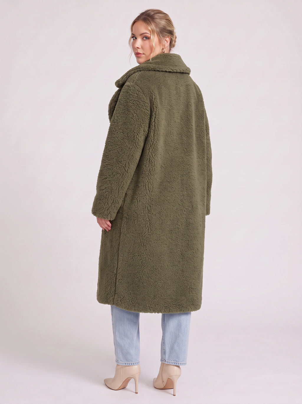 Lapnara Oversized Longline Teddy Coat – Faux Fur Sherpa Women Winter Outerwear Trench Coat London Style