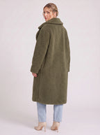 Lapnara Oversized Longline Teddy Coat – Faux Fur Sherpa Women Winter Outerwear Trench Coat London Style