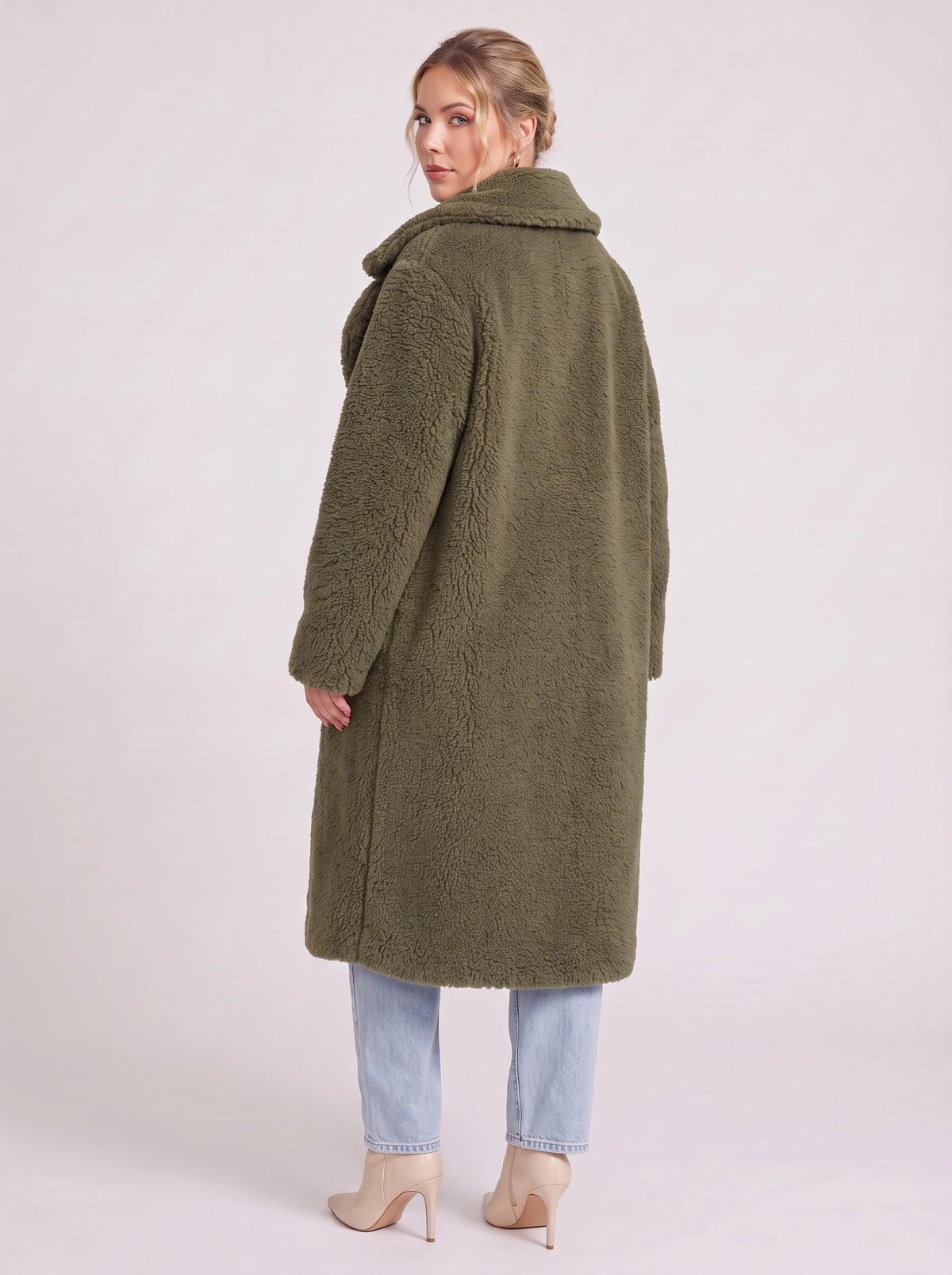 Lapnara Oversized Longline Teddy Coat – Faux Fur Sherpa Women Winter Outerwear Trench Coat London Style