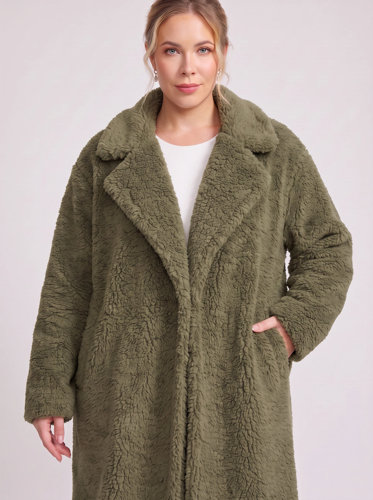 Lapnara Oversized Longline Teddy Coat – Faux Fur Sherpa Women Winter Outerwear Trench Coat London Style