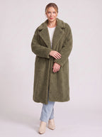 Lapnara Oversized Longline Teddy Coat – Faux Fur Sherpa Women Winter Outerwear Trench Coat London Style
