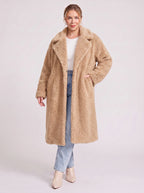 Lapnara Oversized Longline Teddy Coat – Faux Fur Sherpa Women Winter Outerwear Trench Coat London Style