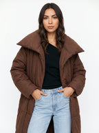 Trifawn Longline Quilted Puffer Coat – Long Padded Puffer Jacket Women Winter Warm Belted Coat
