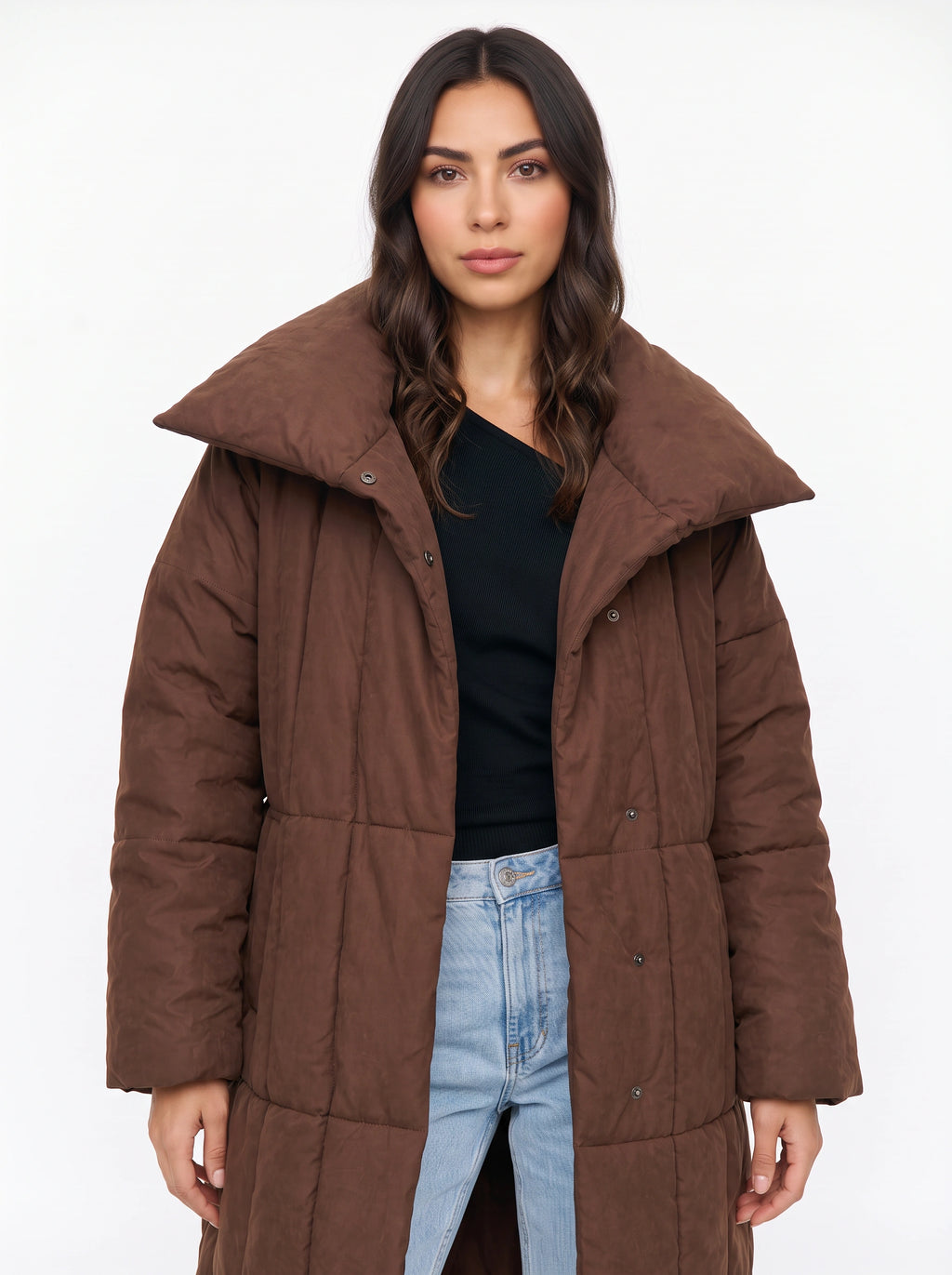 Trifawn Longline Quilted Puffer Coat – Long Padded Puffer Jacket Women Winter Warm Belted Coat
