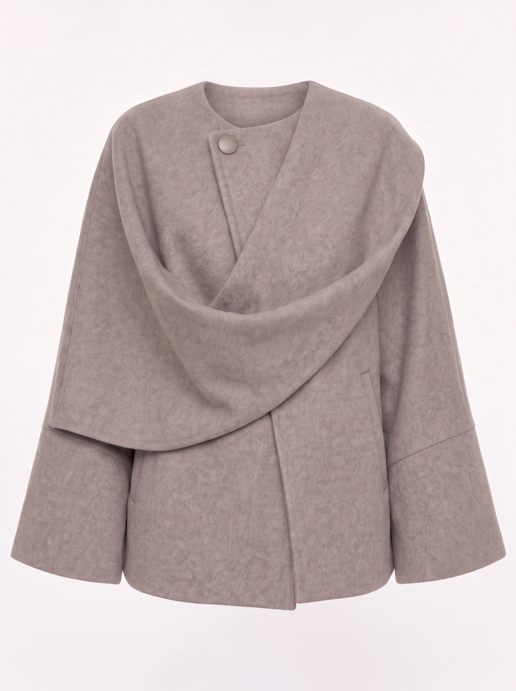 Kowrelle Cape Coat with Built-In Scarf – Women Oversized Jacket Wool Blend Fall Winter Longline Wrap Coat