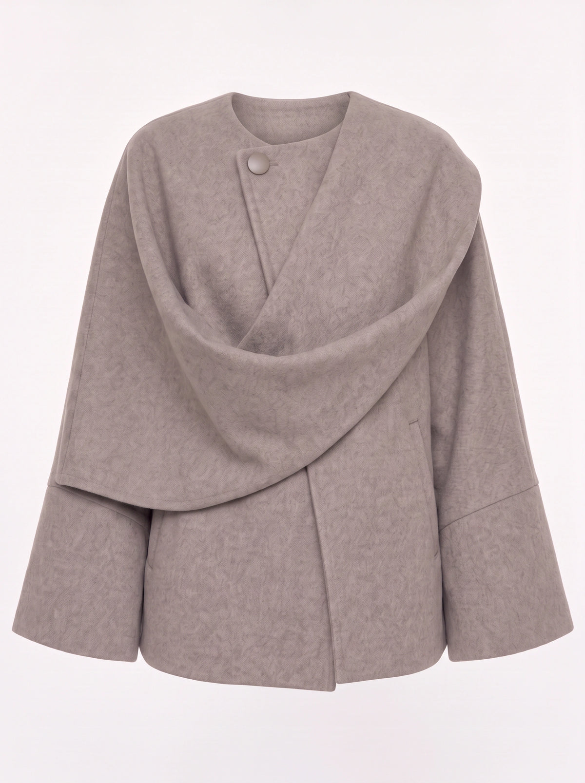 Kowrelle Cape Coat with Built-In Scarf – Women Oversized Jacket Wool Blend Fall Winter Longline Wrap Coat