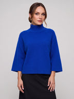 Bellcora Oversized Mock Neck Jumper – Roll Neck Sweater Women Casual Ribbed Bell Sleeve Knit Top