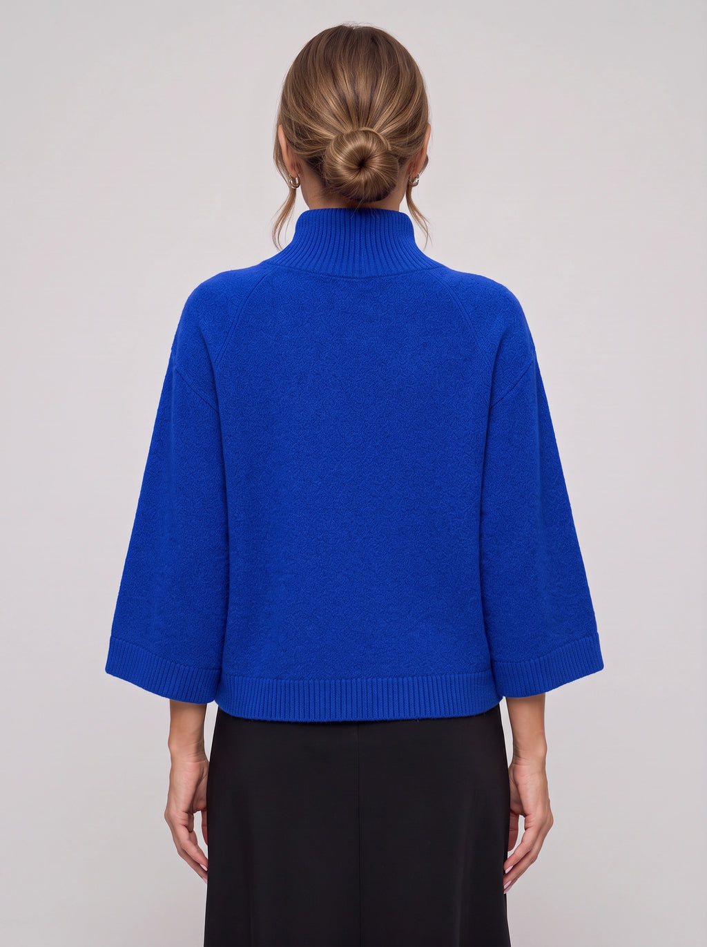 Bellcora Oversized Mock Neck Jumper – Roll Neck Sweater Women Casual Ribbed Bell Sleeve Knit Top
