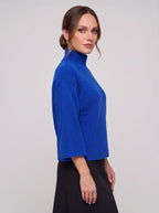 Bellcora Oversized Mock Neck Jumper – Roll Neck Sweater Women Casual Ribbed Bell Sleeve Knit Top