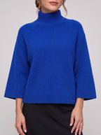 Bellcora Oversized Mock Neck Jumper – Roll Neck Sweater Women Casual Ribbed Bell Sleeve Knit Top