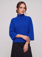 Bellcora Oversized Mock Neck Jumper – Roll Neck Sweater Women Casual Ribbed Bell Sleeve Knit Top