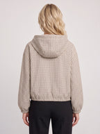 Toglinn Plaid Hooded Crop Jacket – Check Print Zip Front Women Casual Drawstring Cropped Jacket
