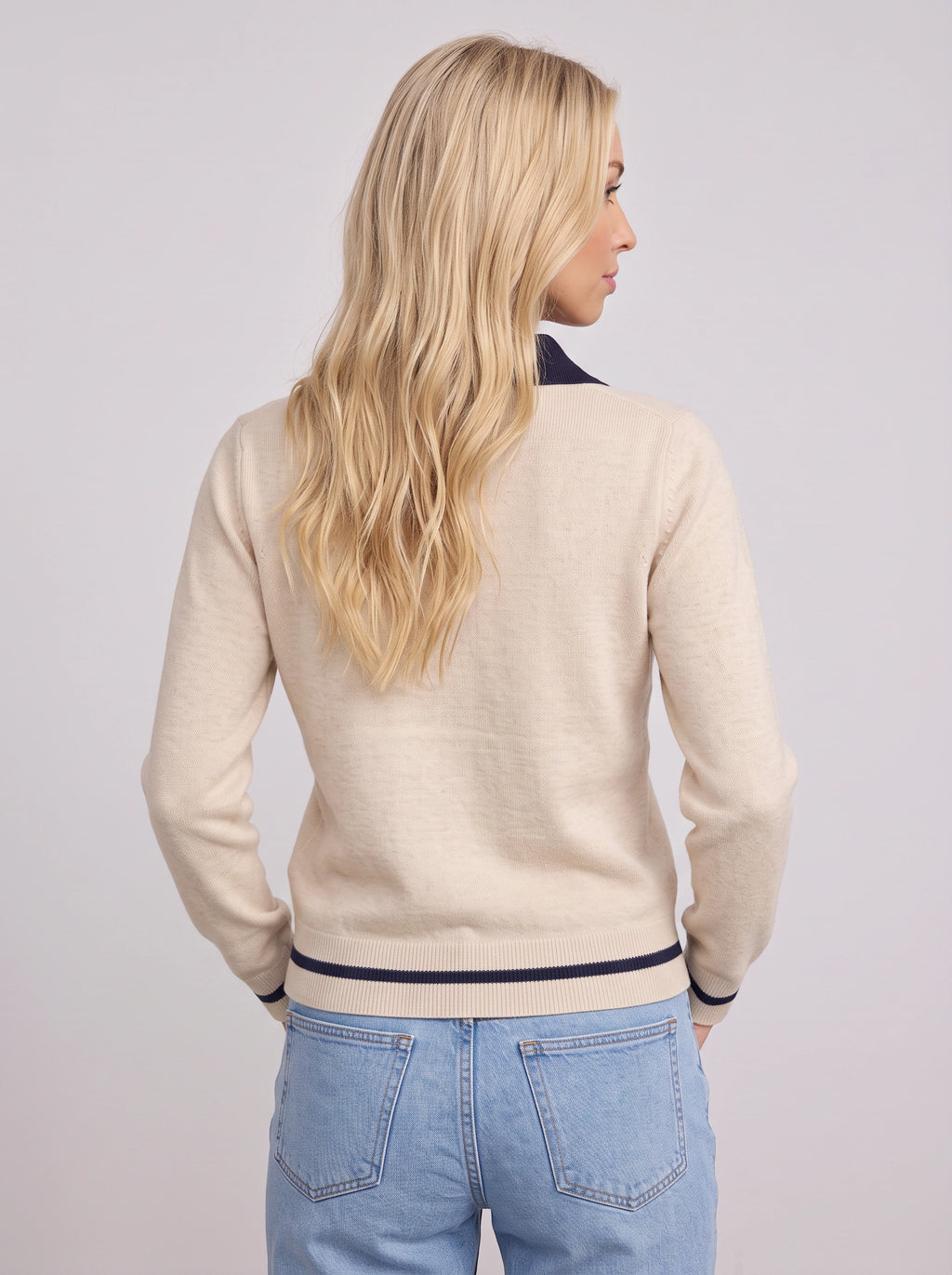 Tippra Contrast Collar Polo Jumper – Women Long Sleeve Knit Polo Neck Casual Smart Autumn Jumper