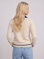 Tippra Contrast Collar Polo Jumper – Women Long Sleeve Knit Polo Neck Casual Smart Autumn Jumper