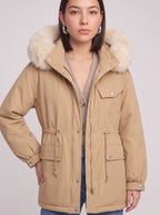 Furodyn Faux Fur Hood Parka Jacket – Women Winter Down Filled Belted Longline Casual Parka Coat