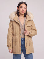 Furodyn Faux Fur Hood Parka Jacket – Women Winter Down Filled Belted Longline Casual Parka Coat