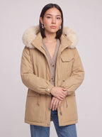 Furodyn Faux Fur Hood Parka Jacket – Women Winter Down Filled Belted Longline Casual Parka Coat
