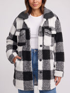 Patchlek Longline Wool Coat – Check Wool Coat Women Casual Smart Winter Oversized Ladies Coat