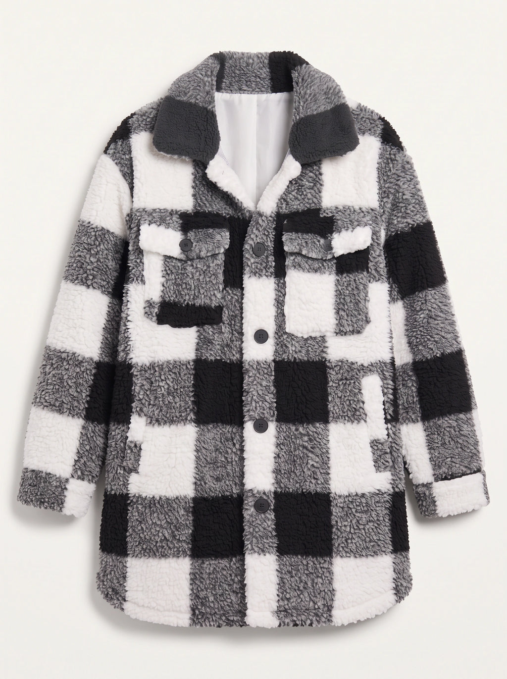 Patchlek Longline Wool Coat – Check Wool Coat Women Casual Smart Winter Oversized Ladies Coat