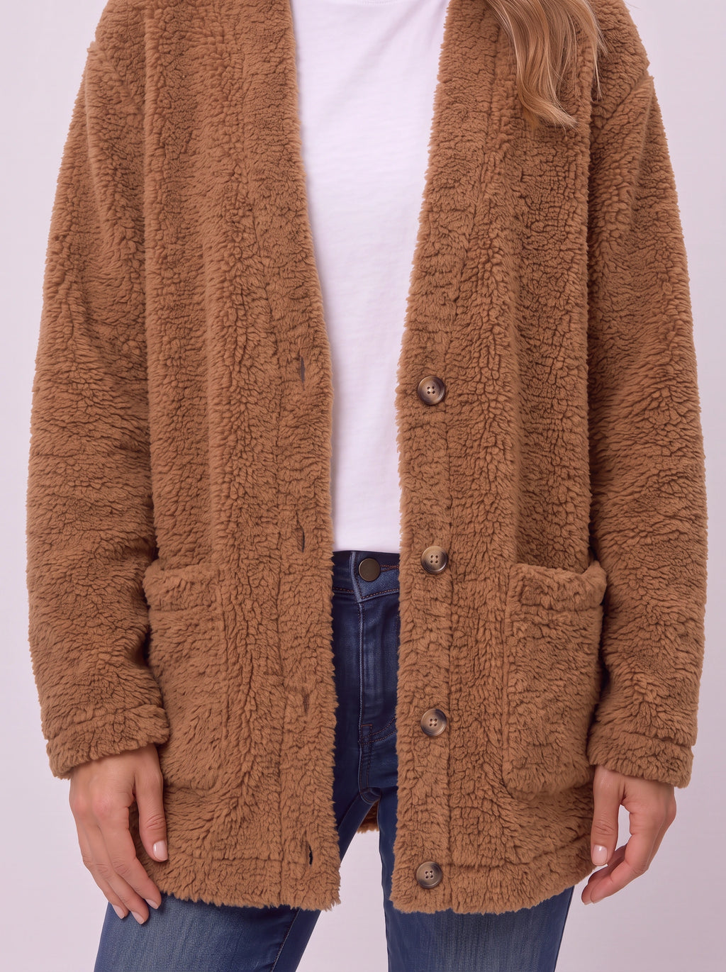 Popcora Relaxed Longline Cardigan – Popcorn Knit Women Casual Button-Front Cardigan Fall