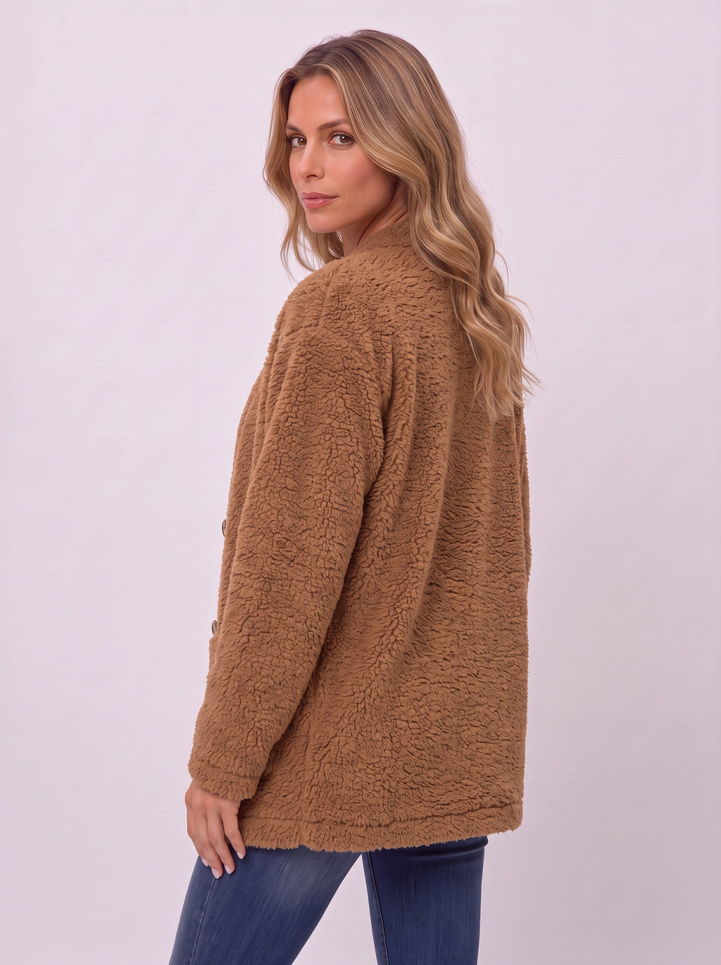 Popcora Relaxed Longline Cardigan – Popcorn Knit Women Casual Button-Front Cardigan Fall