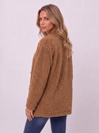 Popcora Relaxed Longline Cardigan – Popcorn Knit Women Casual Button-Front Cardigan Fall