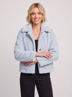 Notchela Faux Fur Crop Jacket – Teddy Bear Coat Women Winter Casual Oversized Button Front Jacket