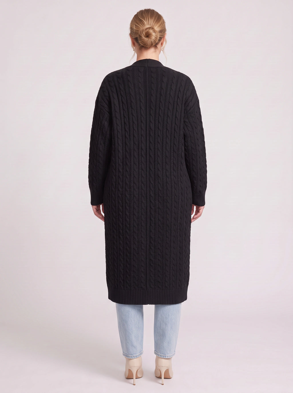 Cabnitte Cable Knit Longline Cardigan – Ribbed Knit Open Front Sleeveless Women Autumn Layering Gilet