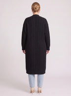 Cabnitte Cable Knit Longline Cardigan – Ribbed Knit Open Front Sleeveless Women Autumn Layering Gilet