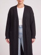 Cabnitte Cable Knit Longline Cardigan – Ribbed Knit Open Front Sleeveless Women Autumn Layering Gilet